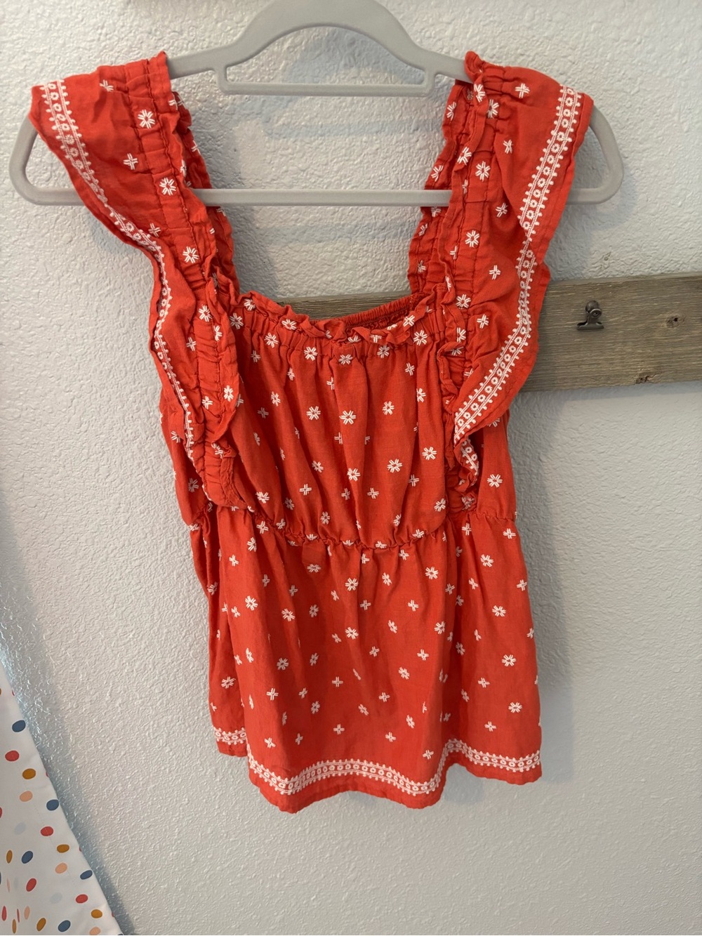 Old Navy Coral Red Floral Ruffle Tank Top